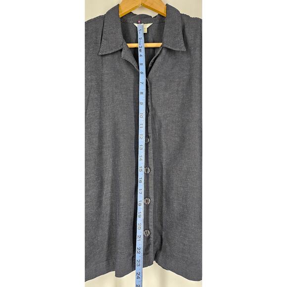 CHRISTOPHER & BANKS WOMEN'S BLUE BUTTON-UP LONG SLEEVE SHACKET – SIZE LARGE - Picture 9 of 11